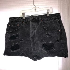 High Waisted Black Distressed shorts
